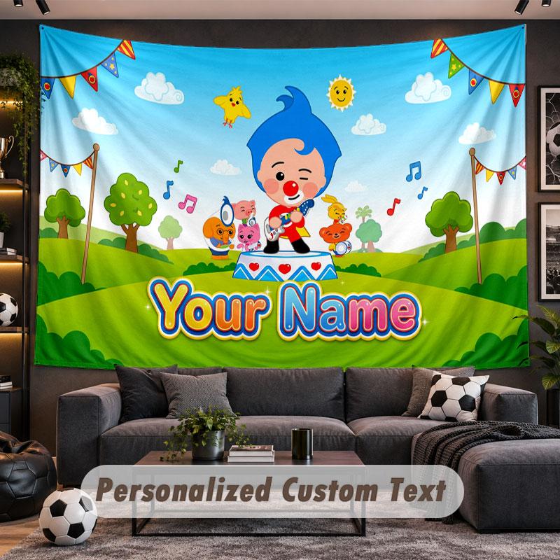 Wandbehang Wandteppich Benutzerdefinierter NameEl Payaso Plim Plim Muster Personalisiert Bedruckter Stoff Wanddekoration