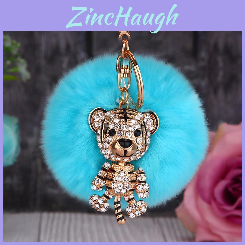 Kreativer Strass Tiger Auto Schlüsselanhänger Plüsch Accessoire Schöner Metall Schlüsselanhänger Geschenk