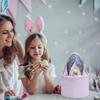 Lightweight Foam Yarn Easter Bag Monochrome Rabbit Ear Easter Basket Handheld Easter Rabbit Storage Bag Easter