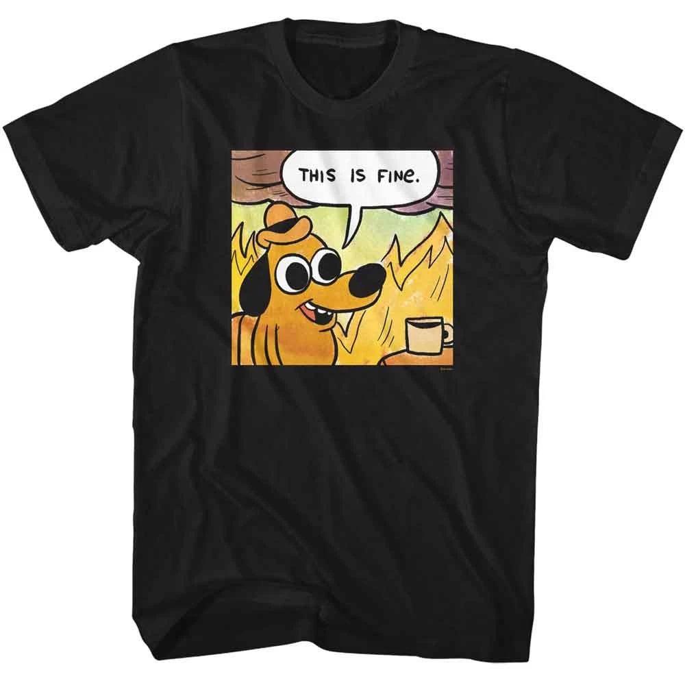This Is Fine 1st Panel Black Meme Shirt 160