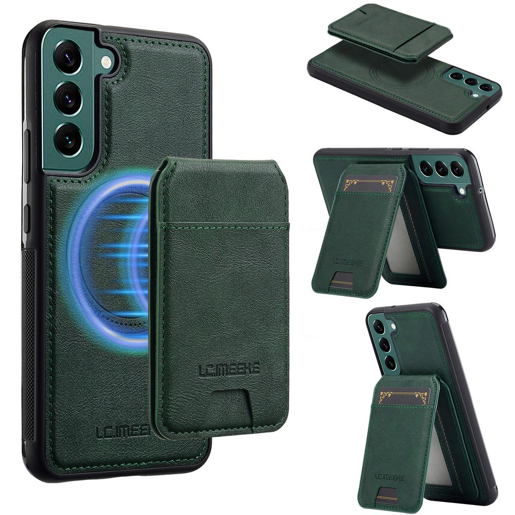LC.IMEEKE L3 For Samsung Galaxy S21 FE 5G Magnetic Case Detachable Card Holder Leather TPU Mobile Cover