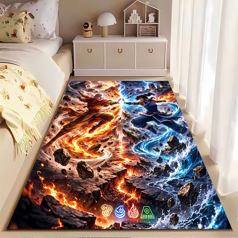 "Elemental Battle Print Carpet" suitable as a non-slip mat for the living room or bedroom sofa