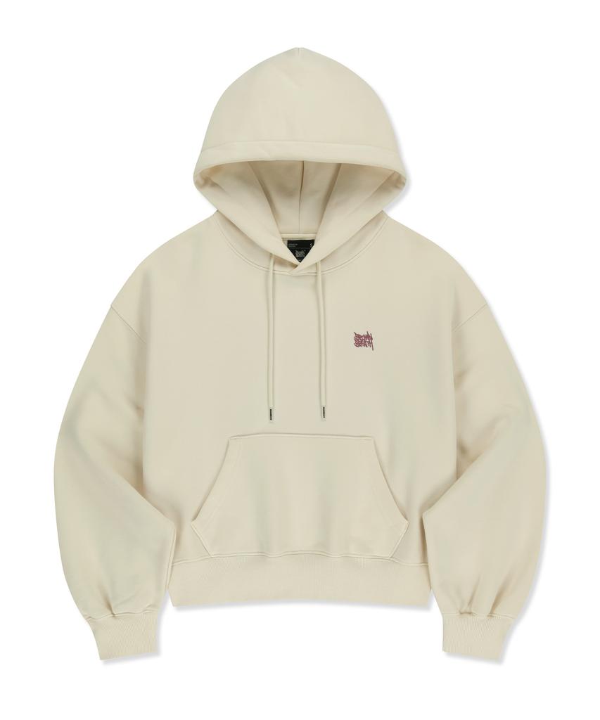 W Tag Crop Hoodie - Ivory