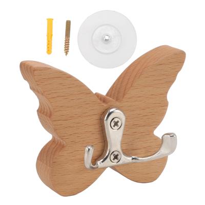 Crochet Mural Papillon en Bois Cintre Mural en Bois pour Manteau Vêtements Chapeau Serviette