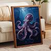 DIY Framed Pearl Painting Kit Purple Octopus Pattern Sparkling Bead Canvas Art for Living Room Decoration Wall Decor Handcraft Gift 14 inch Frame