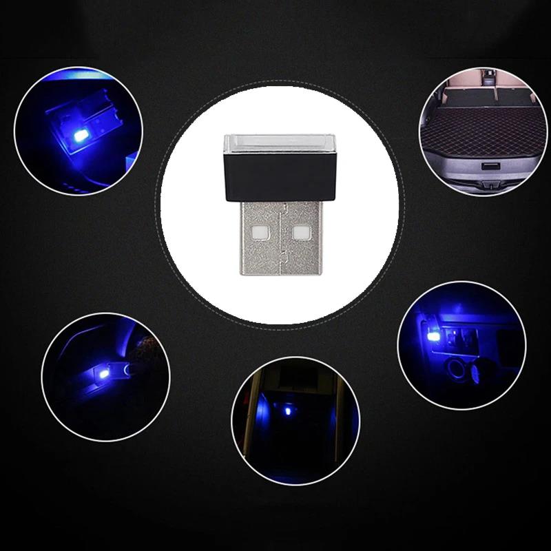 Mini Car Interior Ambient Lights Atmosphere Lamp USB LED Car Lights PC Car Decoration Light Plug and Play Decor Lamp Lighting Dome Lights 6