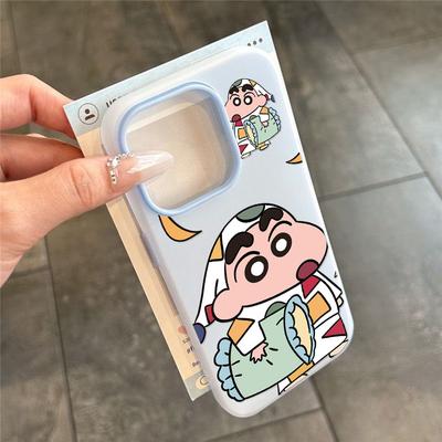 Jelly Zwei-in-Eins Handyhülle Hohl für Apple Handyhülle Silikon Ultradünn für Apple 13pro Kreativ Crayon Shin-chan
