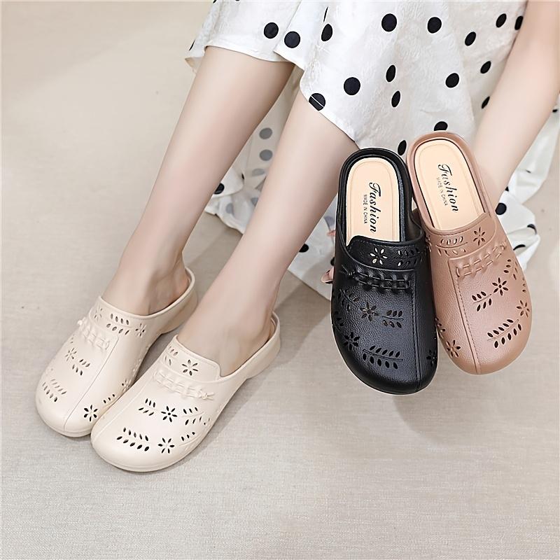 Women's New Slip-on Shoes, Fashionable Hollow-out Floral Design, Soft and Comfortable Sole, Low-heel Casual Slip-ons, Lightweight Wedge Heel