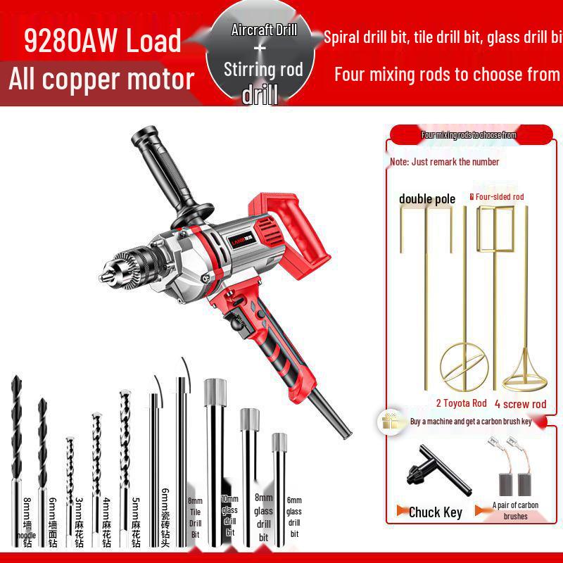 High-Power Electric Mixer for Paint, Putty, Cement, and Mortar