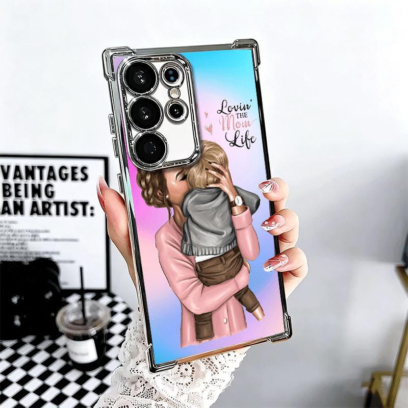 Girl Mom Baby Color Design Plating Phone Case For Samsung Galaxy S24 S25 FE S26 Edge S23 Ultra S22 S21 Plus S20 Anti-Fall Airaba