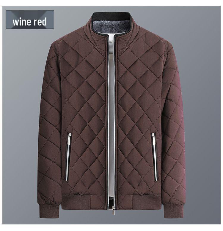 Men's Thick Velvet Winter Jacket - Loose Fit, Warm Cotton Coat for Middle-Aged & Elderly