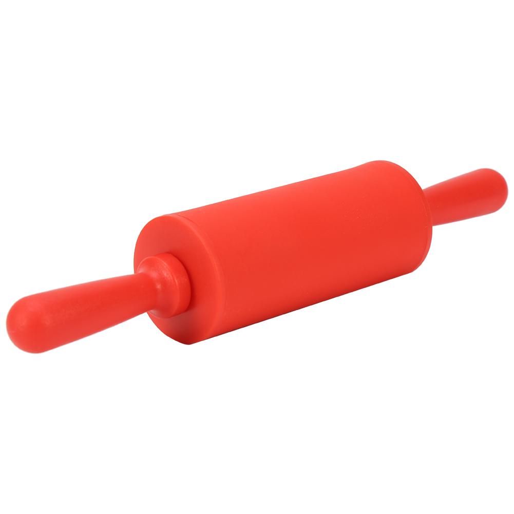 

New NOn stick Silicone Rolling Pin Pastry Dough Roller Baking Tool with Plastic Handle Red красный