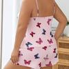 Summer Slim Butterfly Print Camisole Shorts Pajama Suit Plus Size Homewear