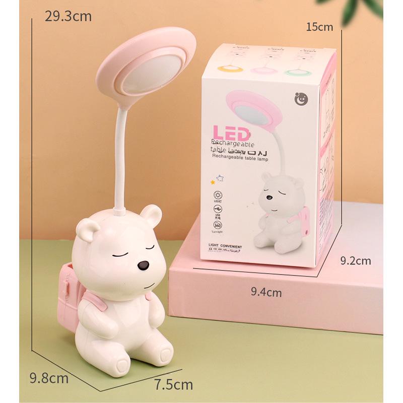 Bear Cartoon Study Lamp: Creative USB-Charged Night Light for Children's Bedroom or Bedside