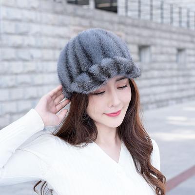 Mink Hat Female Autumn and Winter Mink Fur Fur Mink Fashion Trendy Mink Hat Versatile Knight Baseball Cap