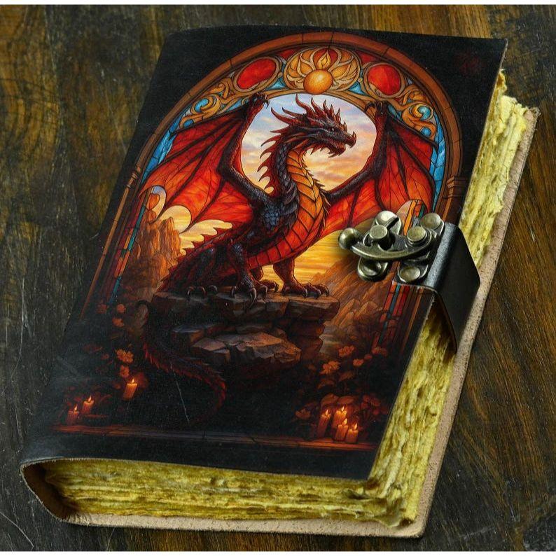 Dragon Leather Journal: Handmade Book of Shadows with Key Lock