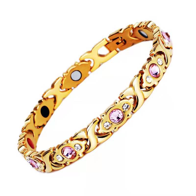 Jin Chen Fashion Women's Magnetic Bracelet with Three Stones – Simple, Sophisticated, and Removable Design.