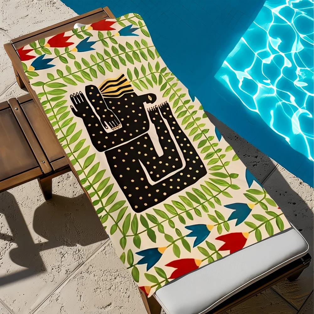 Harajuku Style Tiger Print Beach Towel Unique Abstract Eye Bath Towel Trendy Graphic Swimming Towels Summer Seaside Yoga Mat