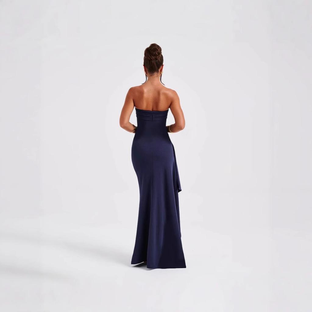 Spring Sweet & Spicy Style Irregular Strapless Collarless Dress Elegant Women's Casual Dress