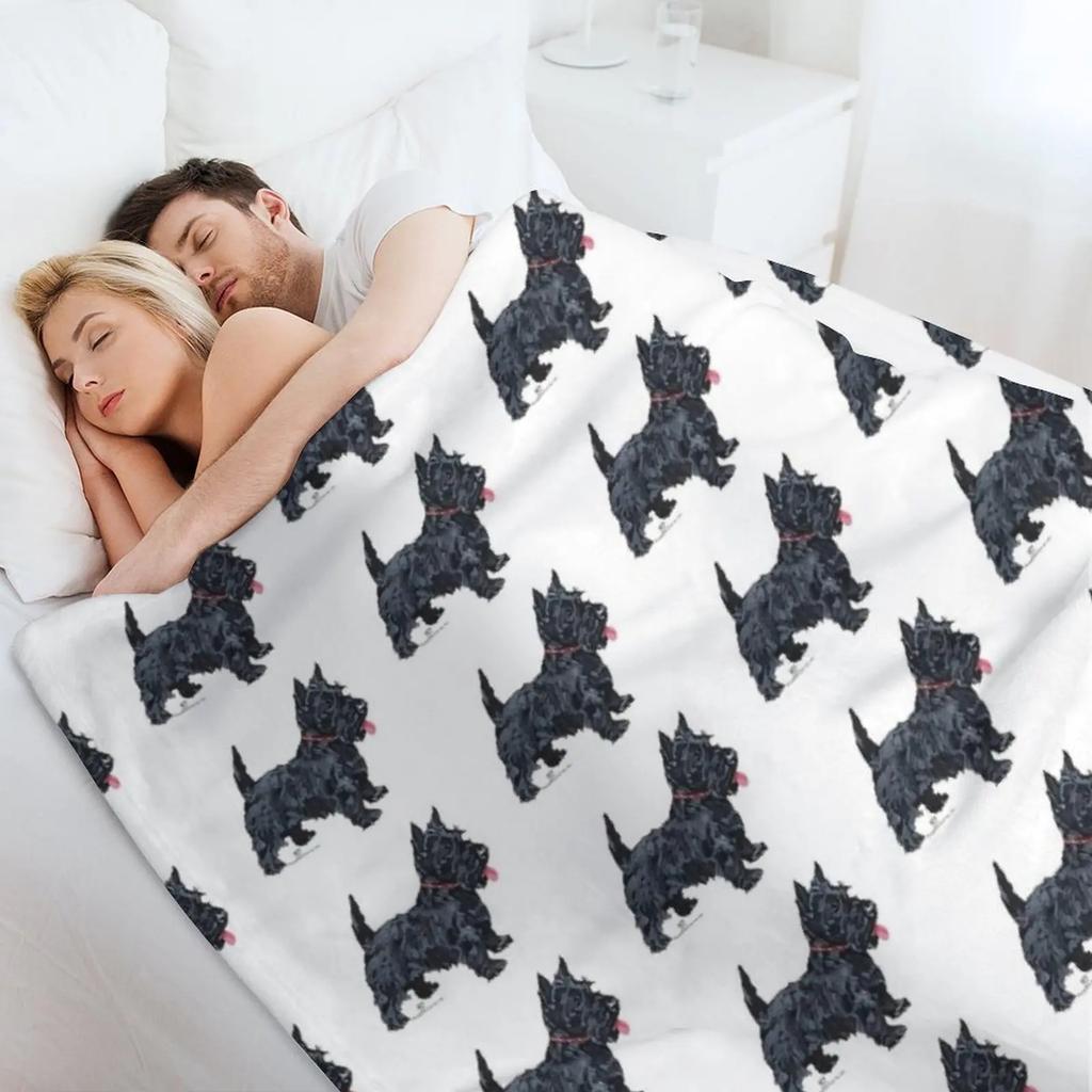 Scottish Terrier Ready To Play Throw Blanket Air Conditioner Soft Blanket for Office Home