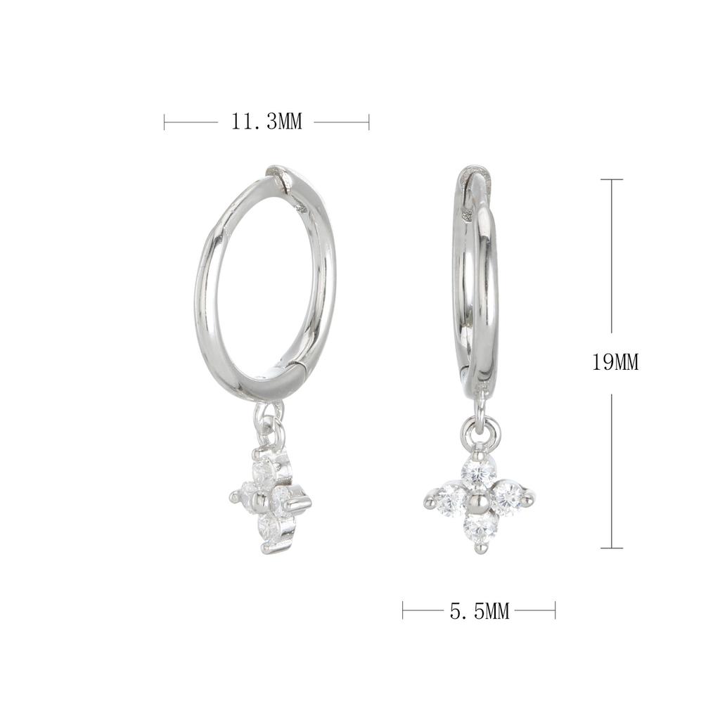 925 Sterling Silver Needle Clover Hoop Earrings Trendy Elegant Wedding Party Eardrop Jewelry Accessories Gift for Women Girls