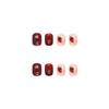 24 Pieces of Nail Art Patches with A Jujube Red Sweetheart and White Checkerboard Pattern Featuring A Heart-shaped Nail Design