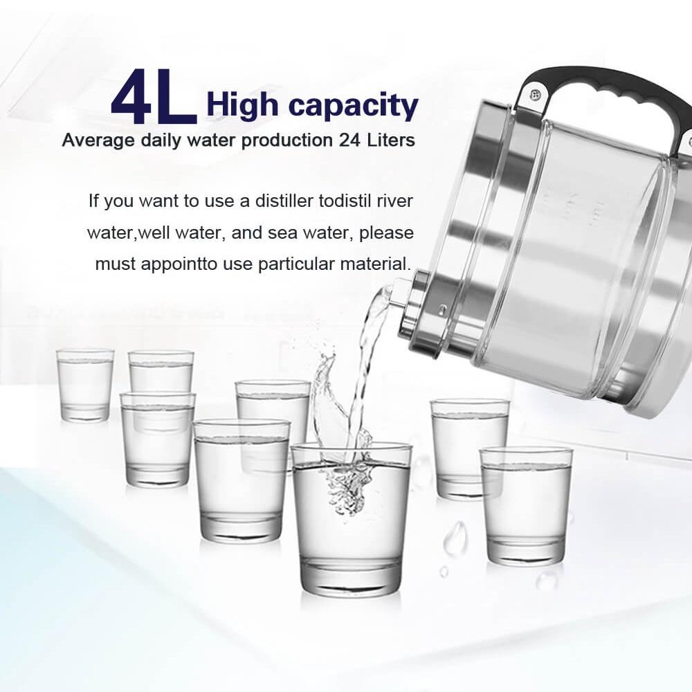 4L 750W 220V Distilling Pure Water Purifier Machine Stainless Steel Water Distiller