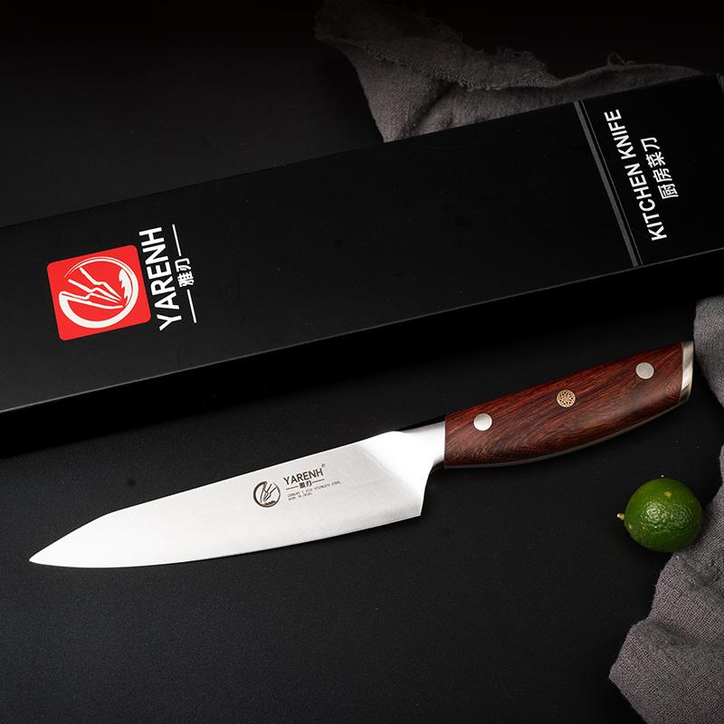 

YARENH 5-дюймовый универсальный нож для овощей, острый поварской нож, немецкая сталь, кухонные ножи для чистки фруктов, высококачественная ручка из красного дерева