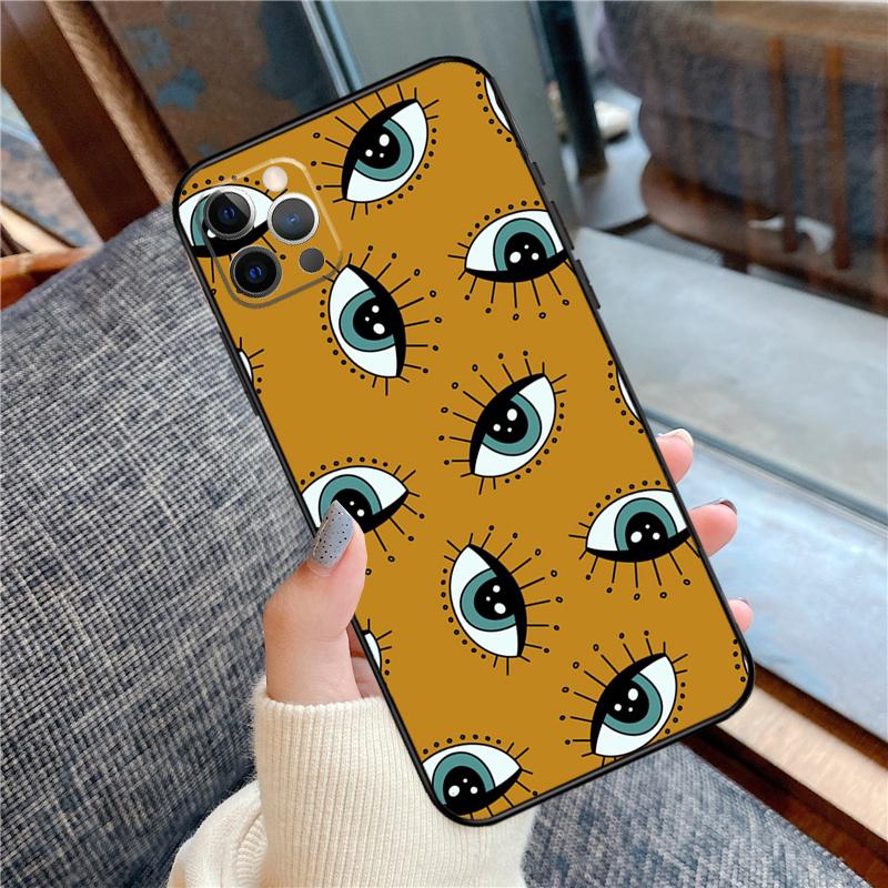 Eye Illustration Phone Case For iPhone 16 15 13 12 11 14 Pro Max 12 13 mini XR 15 16 Plus 16e Cover Shell