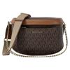 Slater Goudkleurige Hardware Logo Print Gecoat Canvas Schoudertas Medium Dames Eikelbruin
