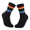 Sweat Wicking Athletic Socks Cotton Tennis Socks Striped Crew Socks Sports Running Socks