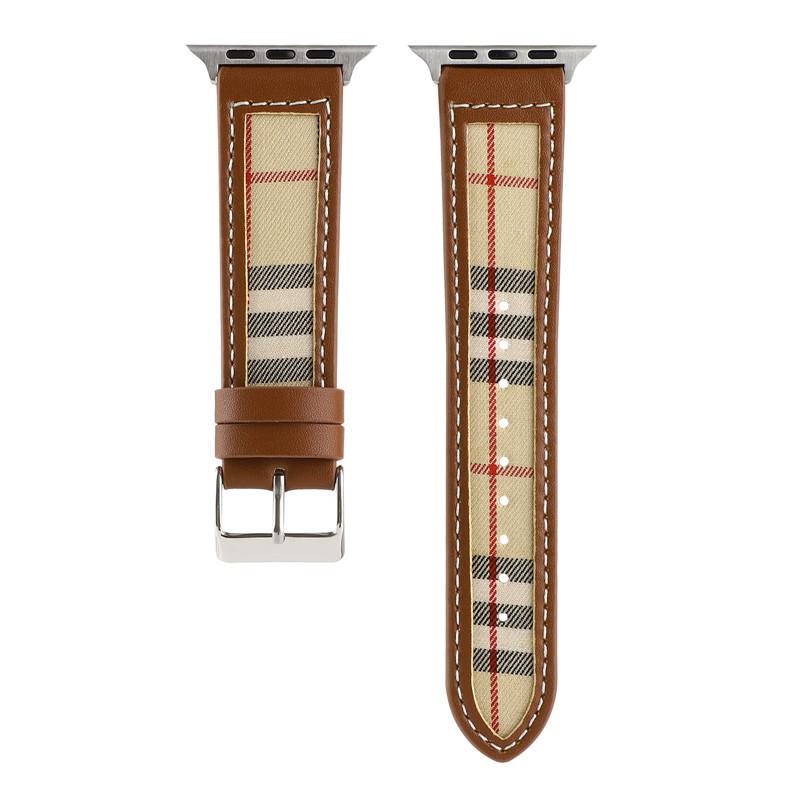 Leather Canvas Plaid Strap for Apple Watch Band Ultra 49mm 44mm 41mm 45mm40mm  Accessories Iwatch Series 9 8 6 7 SE Women's