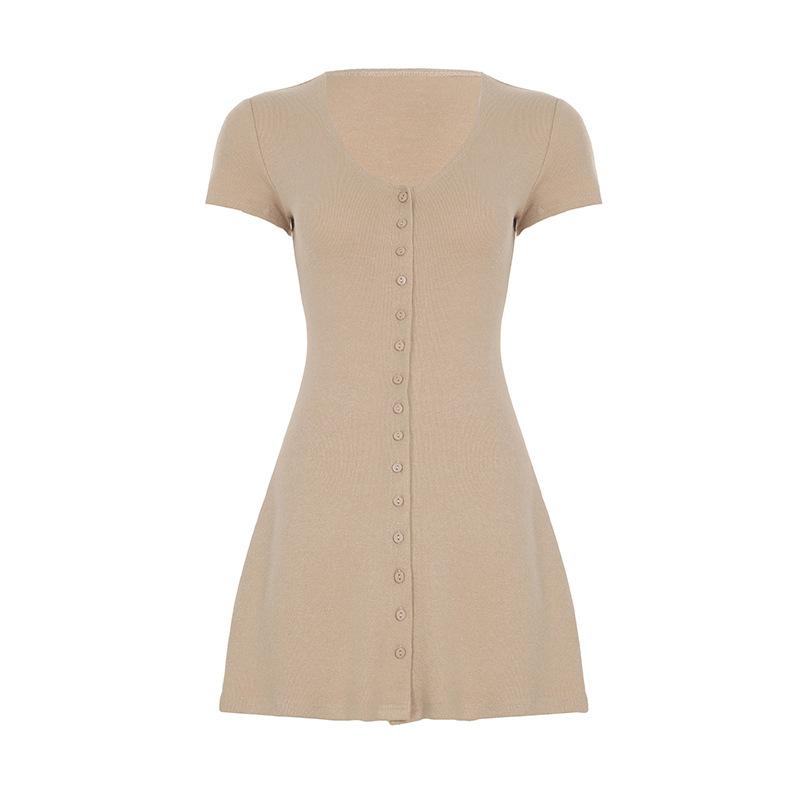 

Женское платье-трапеция с V-образным вырезом и короткими рукавами, утягивающее талию, короткое платье для девочек M