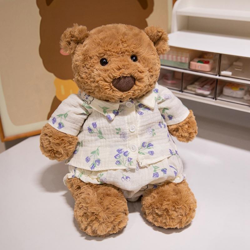 Cartoon Barcelona Bear Doll Brown Clothes Teddy Bear Plush Toy Doll Children's Pillow Doll Gift