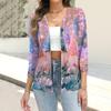 Women's Christmas Printed Button Down Shirt 3/4 Sleeve Casual Top