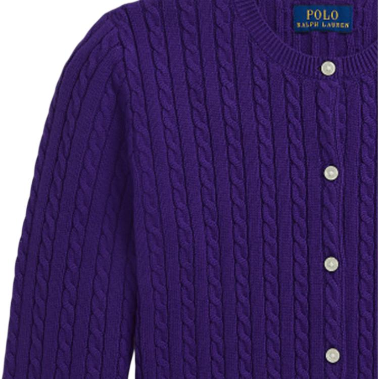 Polo Ralph Lauren Solid Color Bear Pattern Crew Neck Long Sleeve Sweater Kids Sweater Luxurious-Purple CWPOSWEG6820480-500