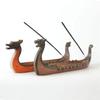 Retro Incense Burner Dragon Boat Incense Stick Holder Traditional Chinese Design Hand Carved Carving Censer Ornaments Home Decor