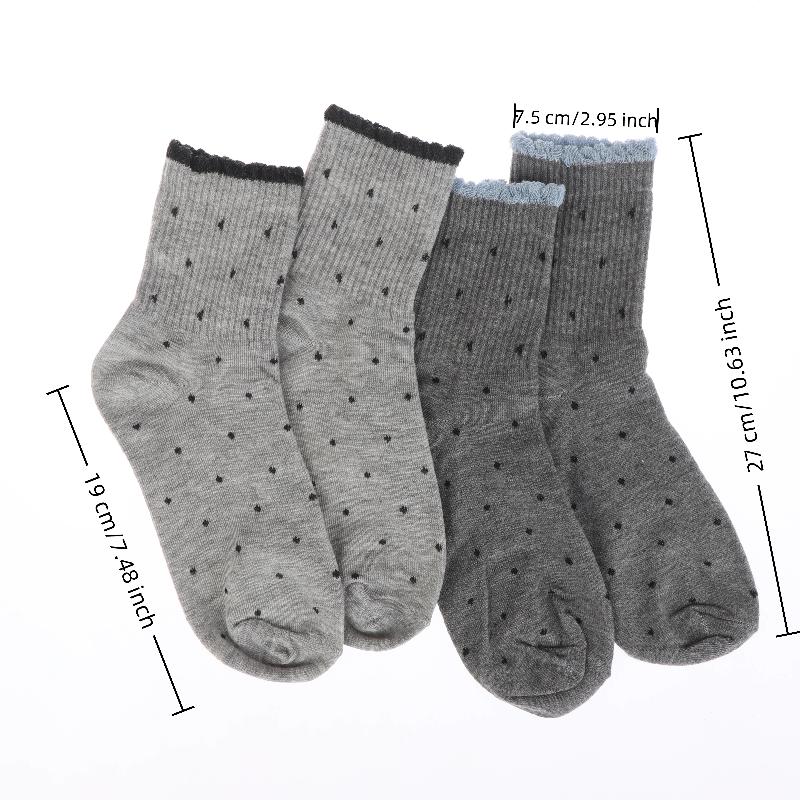 1 Pairs Autumn Edge Socks Women'S Spring Autumn Mid-Calf Cute Polka Dots Socks Student Socks Women'S Socks