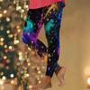 Women Plus Size High Waist Colorful Print Full Length Yoga Leggings