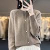 Women's Lazy Style Crew Neck Star-Button Knit Cardigan Sweater Undershirt Jacket