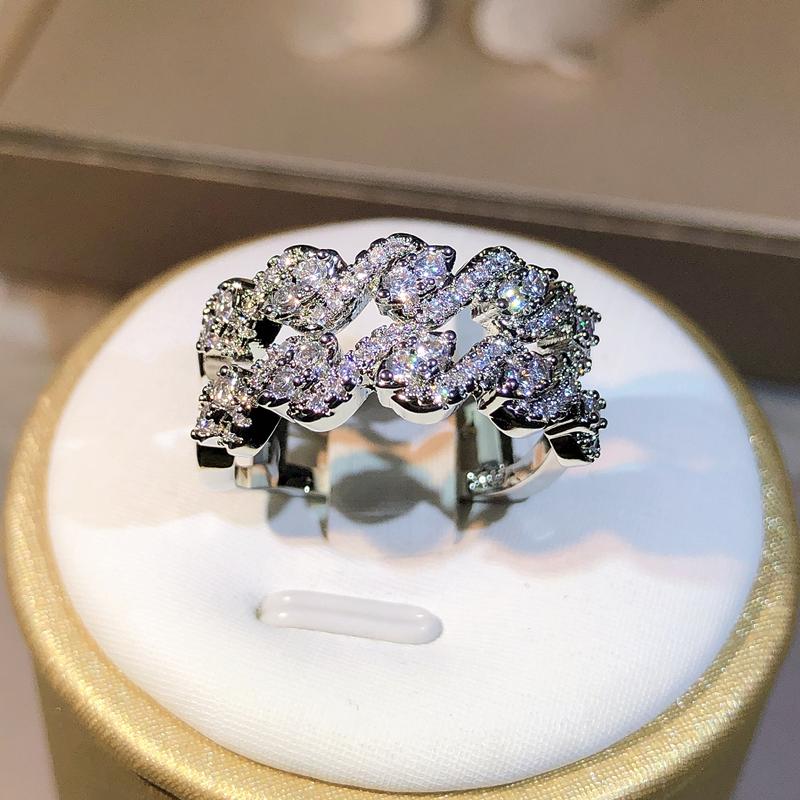 

Новый Распродажа Медь Белый Циркон Кольцо Двойное Кольцо Для Женщин Вечеринка Помолвка Ювелирное Изделие Подарок 10