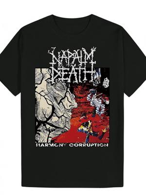 MenS Summer Casual Crew Neck Graphic TShirt  Napalm Death Graphic Tee with Grim Reaper Black Casual Attire T Shirts Fashion