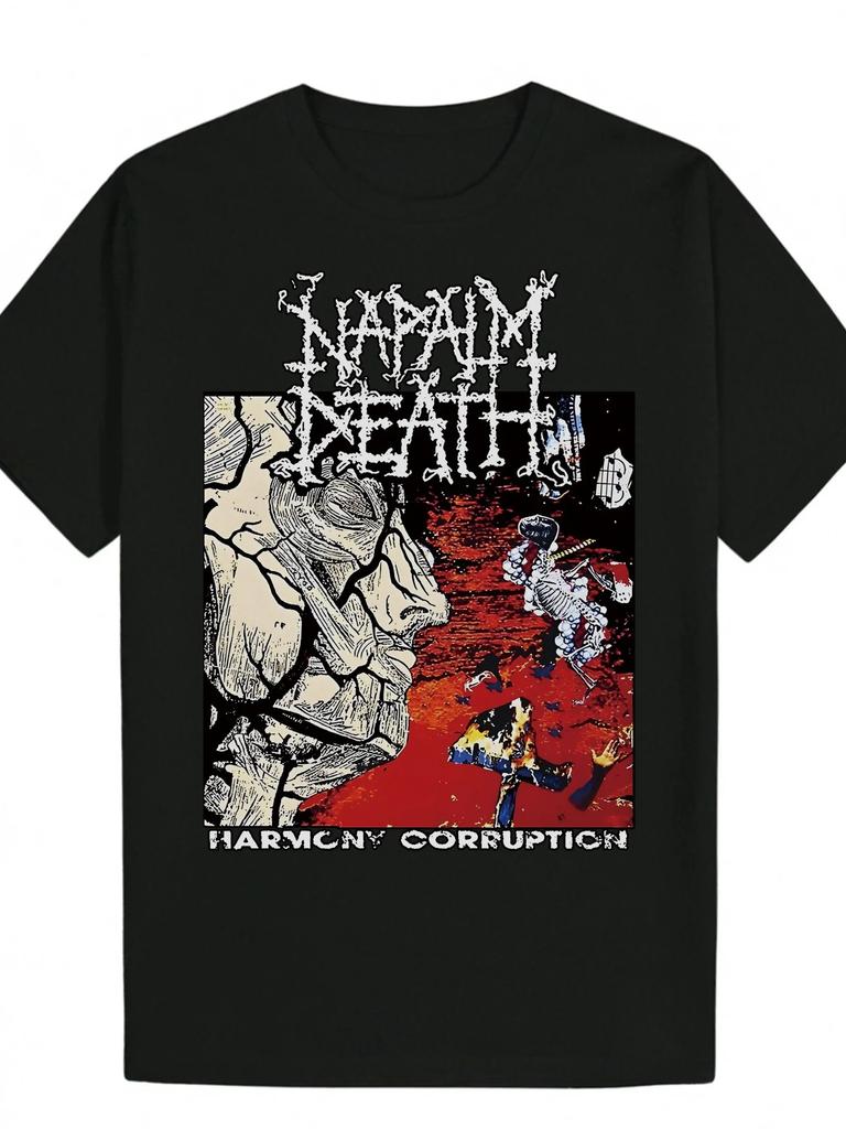 MenS Summer Casual Crew Neck Graphic TShirt Napalm Death Graphic Tee with Grim Reaper Black Casual Attire T Shirts Fashion