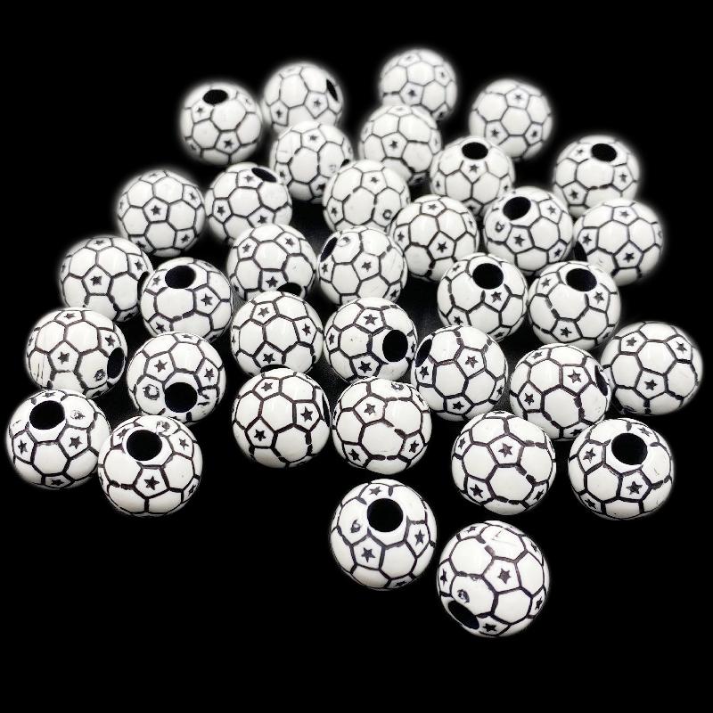 

10 шт. 12 мм баскетбольный футбольный теннисный мяч креативные свободные бусины DIY изготовление ювелирных изделий аксессуары Football чёрный