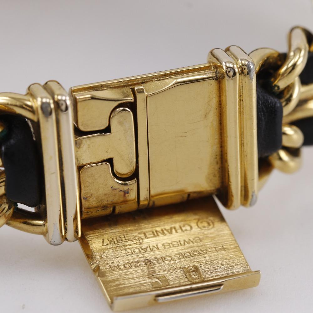 Chanel Premiere L Watches H0001 blackDial Plated Gold/leather Quartz Analog Display Women Used