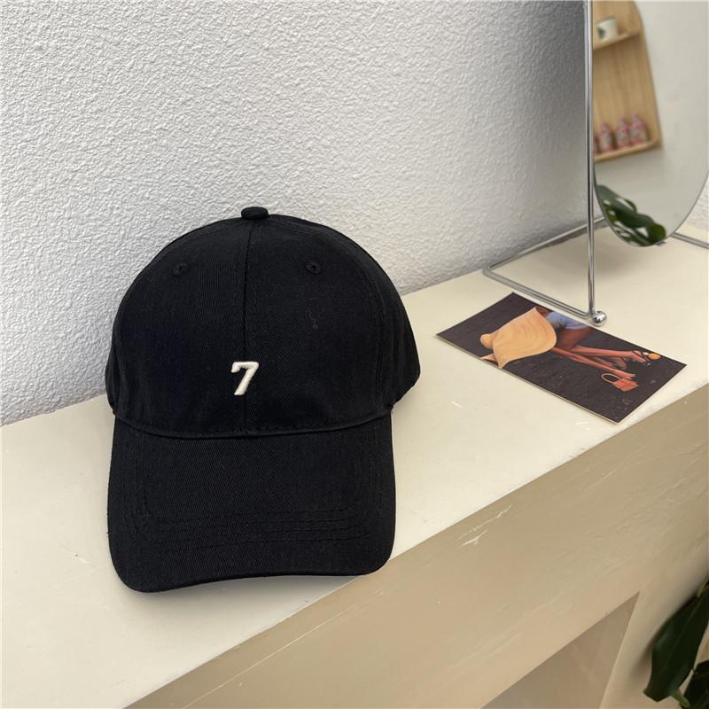 Korean Style Number 7 Embroidery Deep Top Baseball Cap With Wide Brim For Sun Protection And Breathability