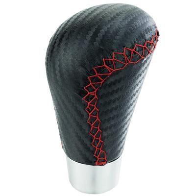 Lunsom R Shape Shift Knob Leather Gear Shift Knob Universal Auto Manual Car (Red Stitching)