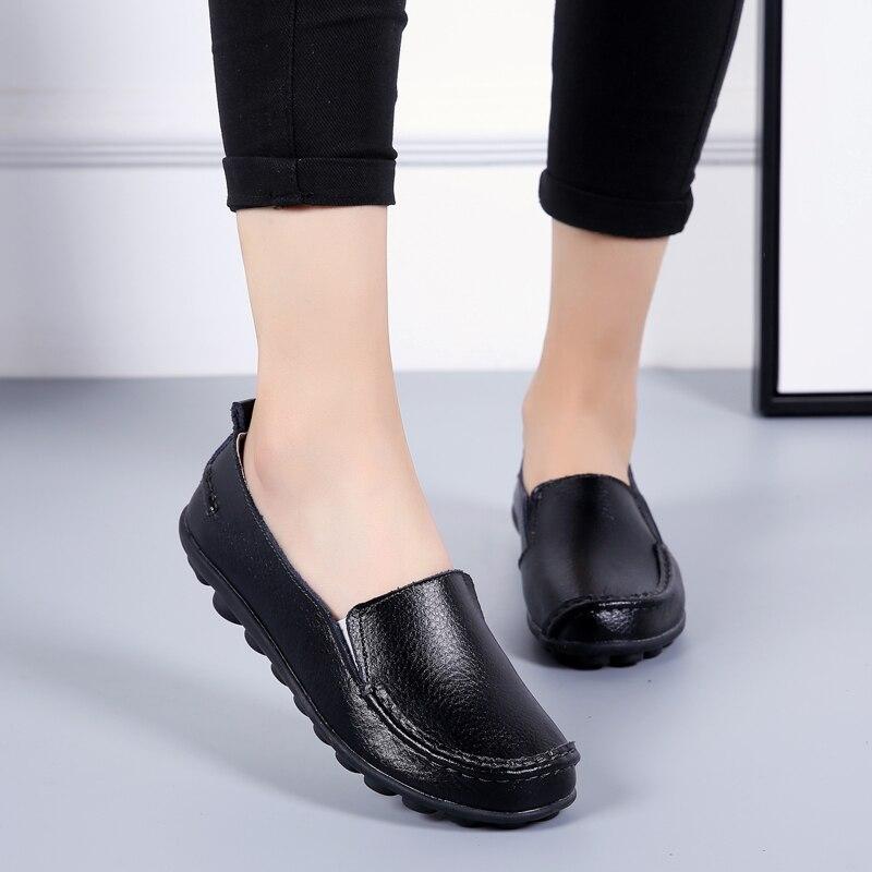 Women Flat Shoes Woman Soft Casual Shoes Leather Flats Ladies Shoes Femme Slip On Loafers Plus Size