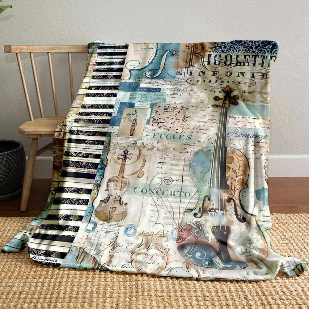 

Vintage Music Violin Blanket bedroom Blanket for Livingroom Couch lunch break Soft throw for Friend s festival Gift 80cm x 120cm