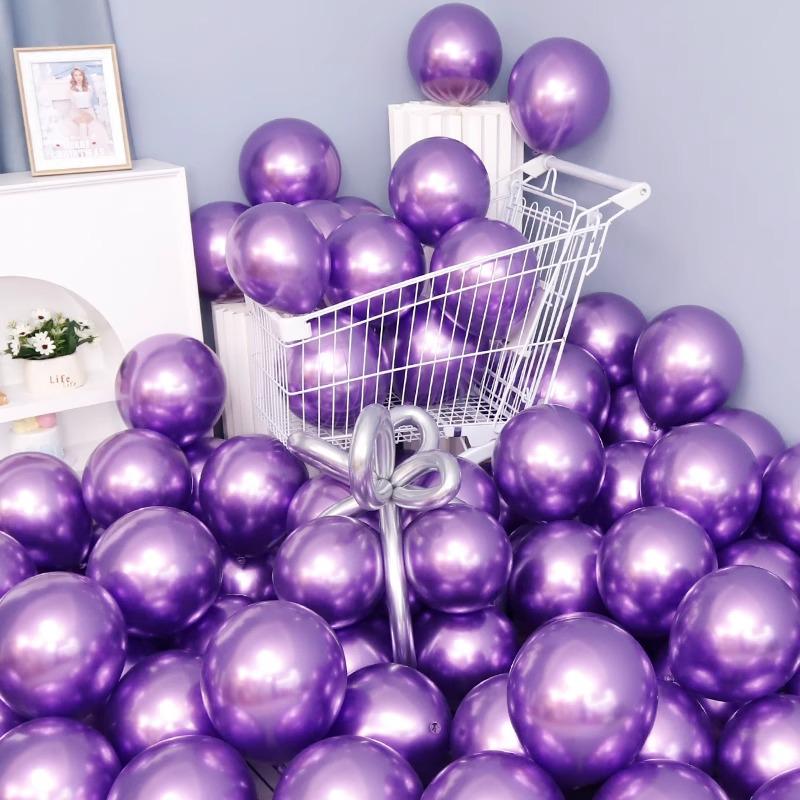 Metallic Silver & Purple Sequin Balloons for Events & Celebrations